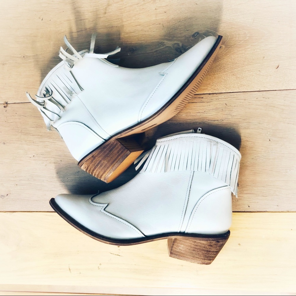 NWOT Nasty Gal leather fringed ankle cowboy boots